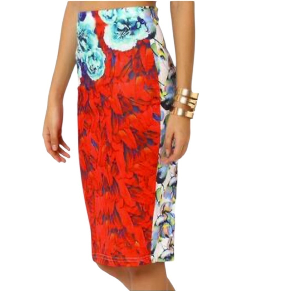 Like New Clover Canyon Pull-On Scuba Multi Pattern Pencil Skirt Size XS